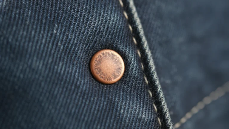 Detail denimu s nýtem a keprovou vazbou